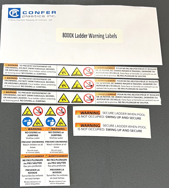 8000X Ladder Warning Labels